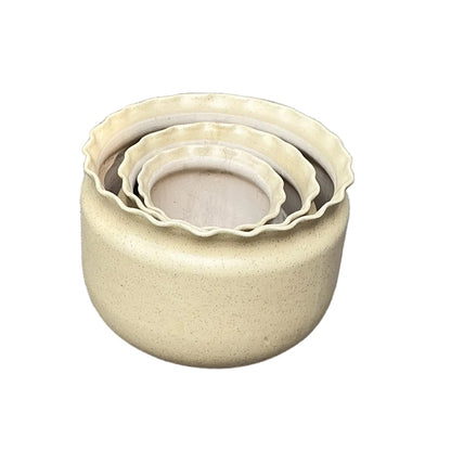 Set Of-3, 12 Inch, 8 Inch, 6 Inch Round Ceramic Pot
