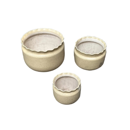 Set Of-3, 12 Inch, 8 Inch, 6 Inch Round Ceramic Pot