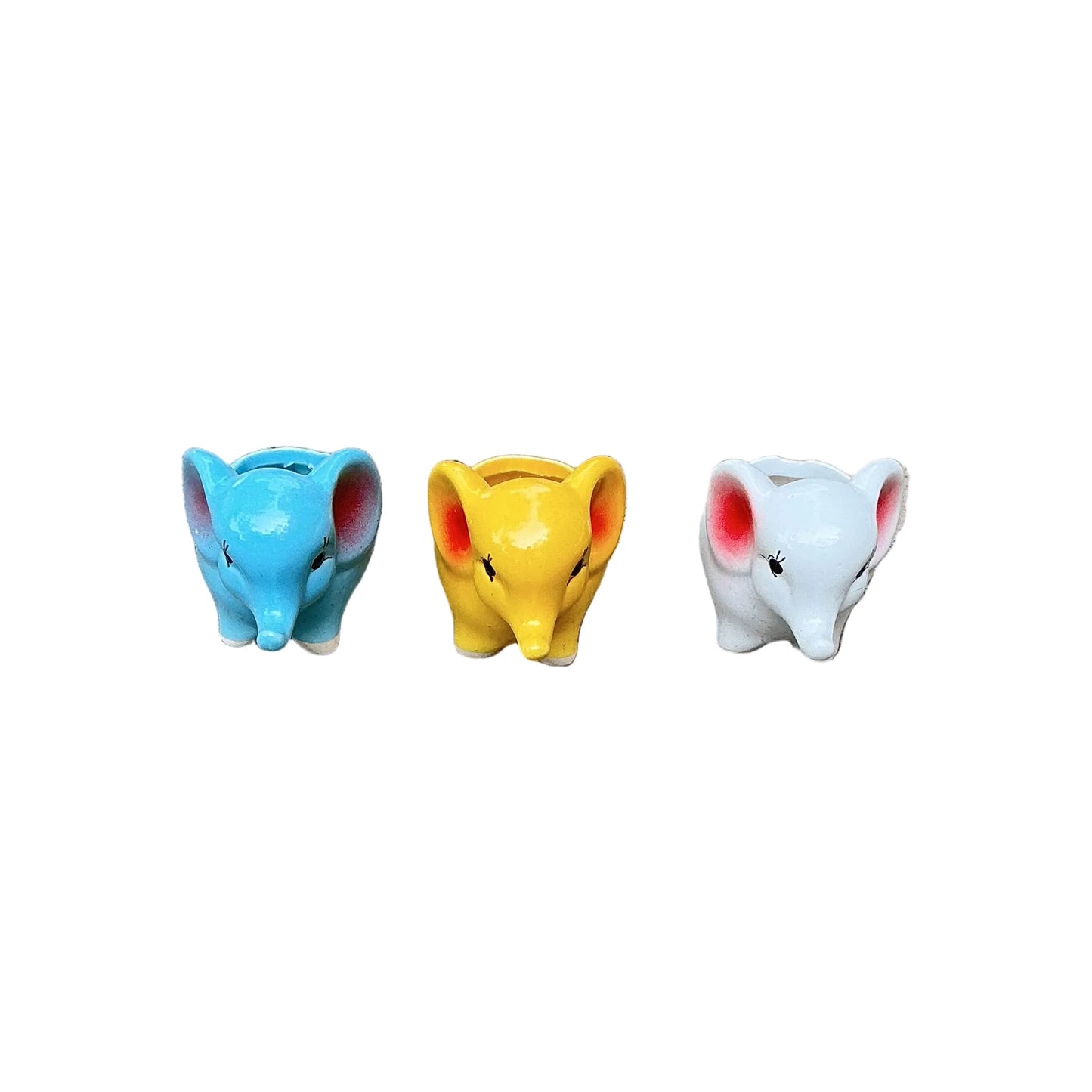 Set Of 3- Elephants Ceramic Pot In 4 Inch Pot