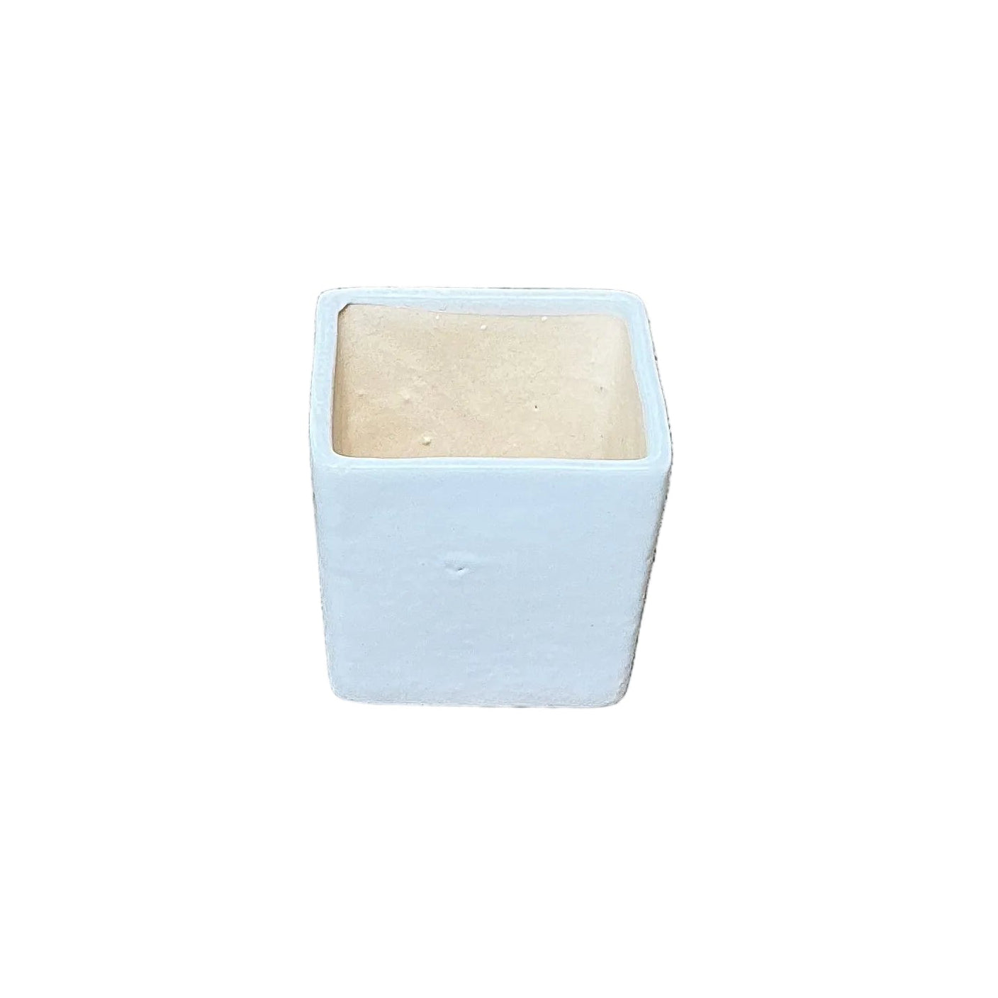 4 Inch White Square Ceramic Pot