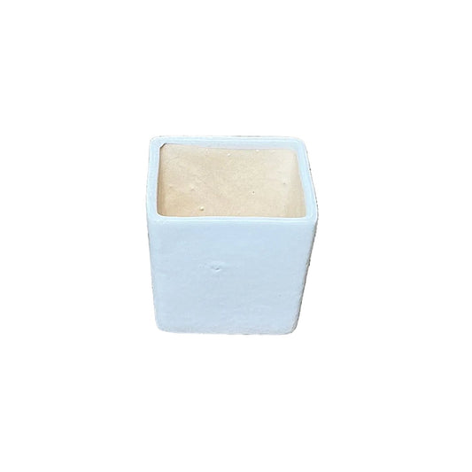 4 Inch White Square Ceramic Pot