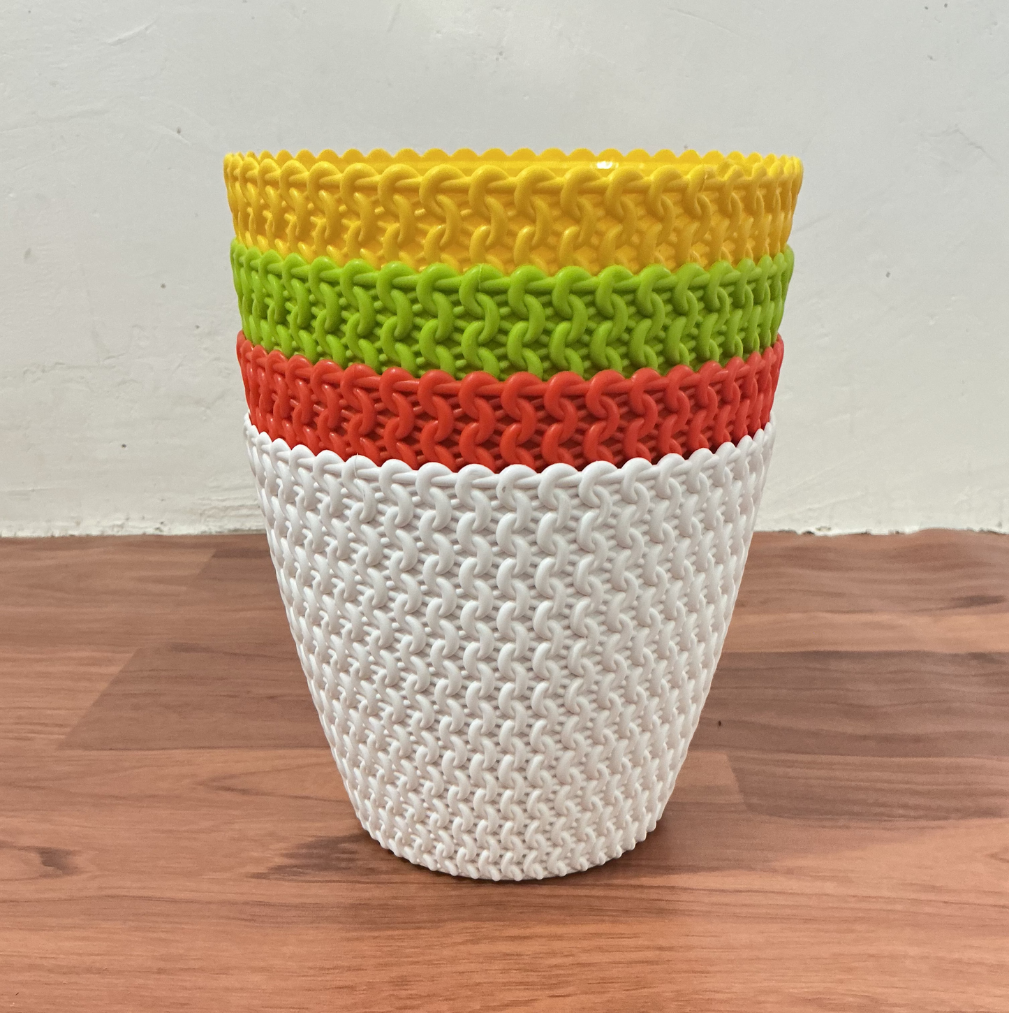 Set Of-4, Rattan/Woven Texture Planter In 8 Inch